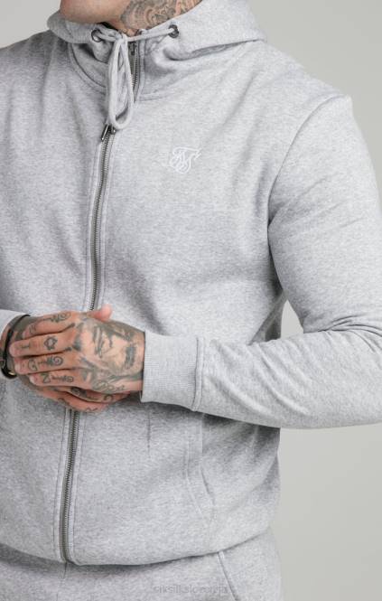 moški SikSilk siv pulover s kapuco z zadrgo skozi lijakasti izrez oblačila P00V452