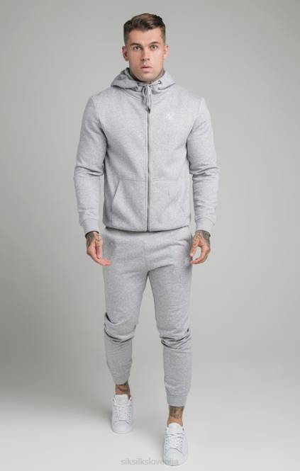 moški SikSilk siv pulover s kapuco z zadrgo skozi lijakasti izrez oblačila P00V452