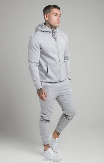 moški SikSilk siv pulover s kapuco z zadrgo skozi lijakasti izrez oblačila P00V452