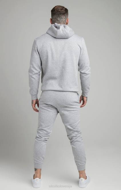 moški SikSilk siv pulover s kapuco z zadrgo skozi lijakasti izrez oblačila P00V452