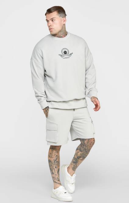 moški SikSilk siv univerzitetni pulover oblačila P00V444