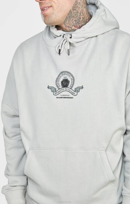 moški SikSilk velik pulover s kapuco s sivim univerzitetnim potiskom oblačila P00V443