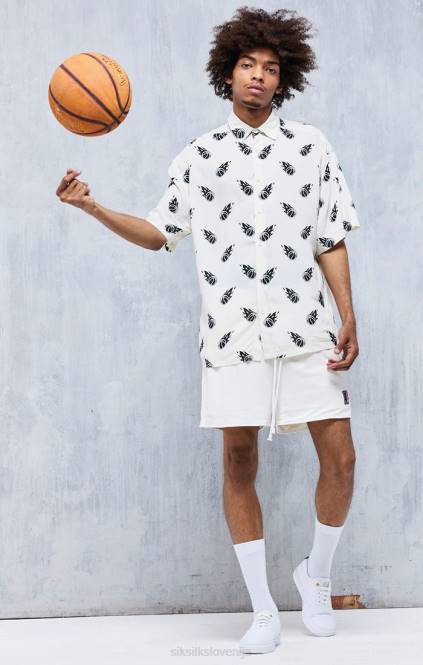 moški SikSilk x oversize srajca z ekru tiskom space jam oblačila P00V463