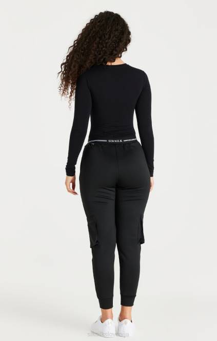 ženske SikSilk črne kargo trenirke oblačila P00V184