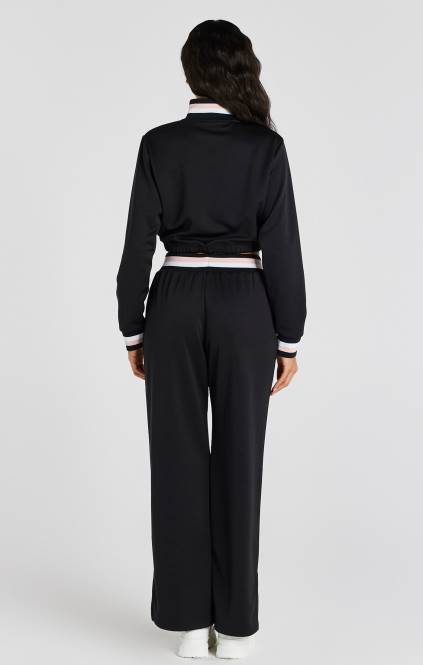 ženske SikSilk črne univerzitetne trenirke s širokimi nogavicami oblačila P00V158