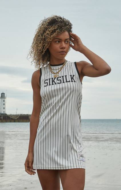 ženske SikSilk ecru košarkarska obleka s črtami oblačila P00V144