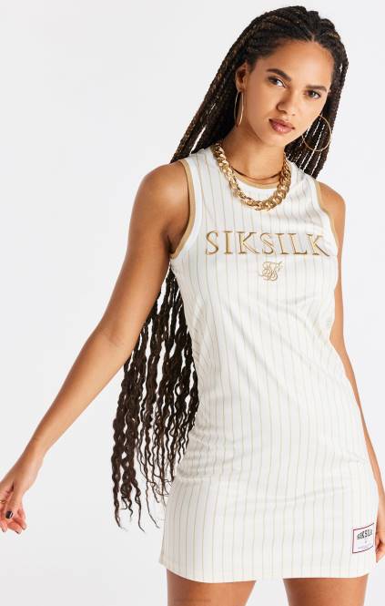ženske SikSilk luksuzna košarkarska obleka - ecru in zlata oblačila P00V150