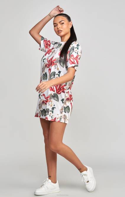 ženske SikSilk obleka s kratkimi rokavi z retro tropskim potiskom oblačila P00V149