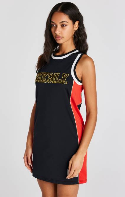 ženske SikSilk črna košarkarska obleka oblačila P00V147