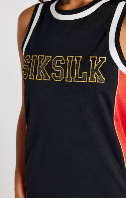 ženske SikSilk črna košarkarska obleka oblačila P00V147