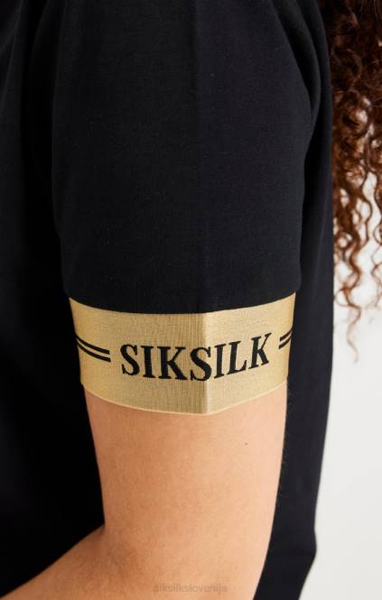 ženske SikSilk črna majica s kratkimi rokavi oblačila P00V143