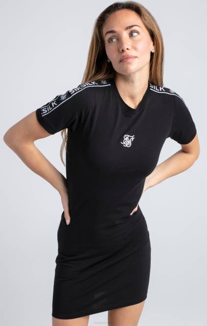 ženske SikSilk črna obleka s trakom oblačila P00V142