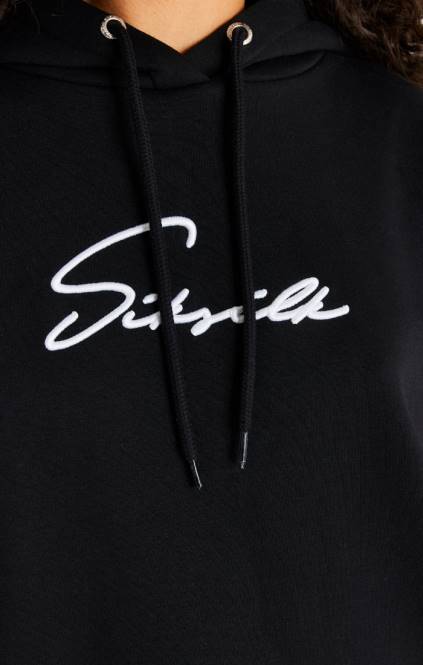 ženske SikSilk črna oversize obleka s kapuco oblačila P00V154
