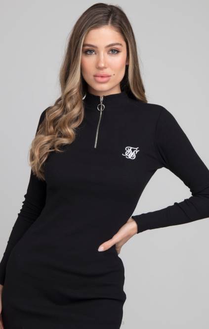 ženske SikSilk velocity bodycon obleka - črna oblačila P00V153