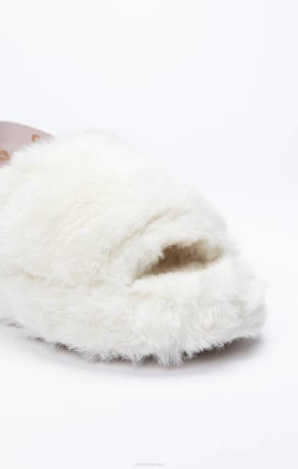 ženske SikSilk bel puhast drsni copat obutev P00V271