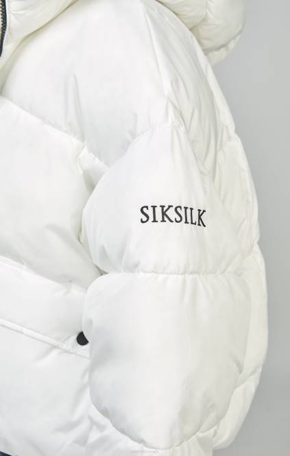ženske SikSilk bel oversized podložen plašč oblačila P00V125