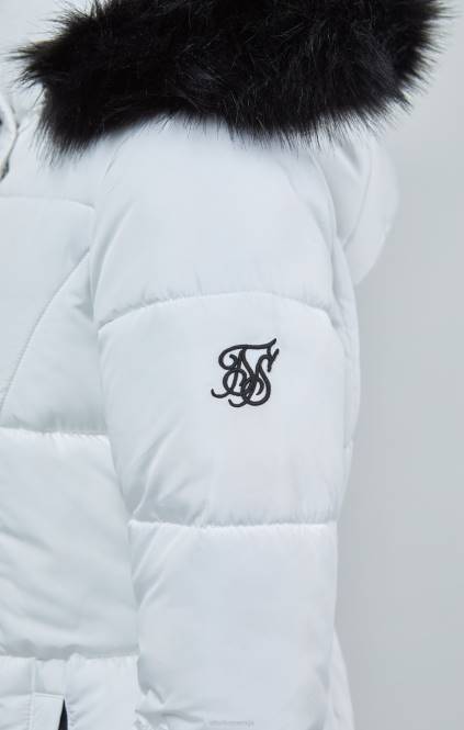 ženske SikSilk bela podložena parka s parangalom oblačila P00V128