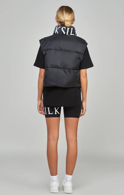 ženske SikSilk črna obrezana jopica oblačila P00V132