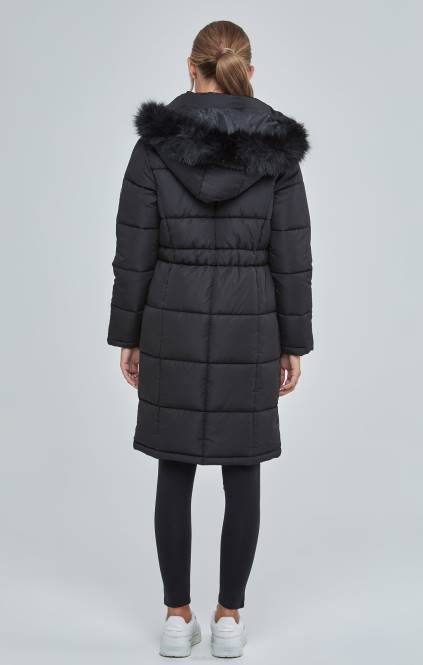 ženske SikSilk črna podložena parka s parangalom oblačila P00V129