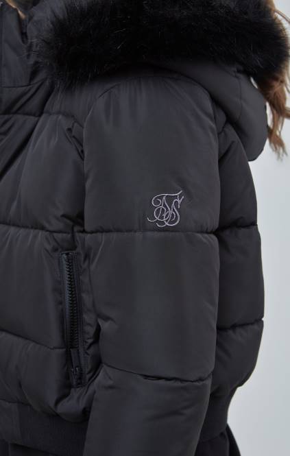 ženske SikSilk črna skrajšana parka oblačila P00V127