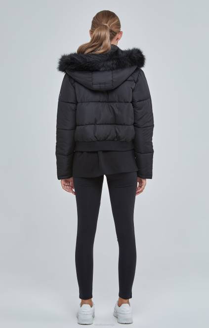 ženske SikSilk črna skrajšana parka oblačila P00V127