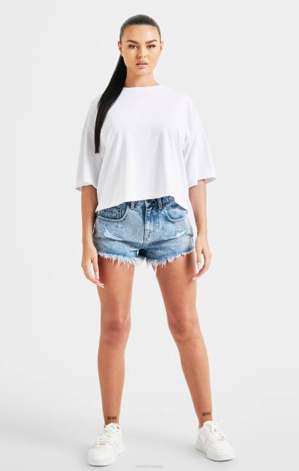 ženske SikSilk bela blagovna znamka crop t-shirt mavrica oblačila P00V47