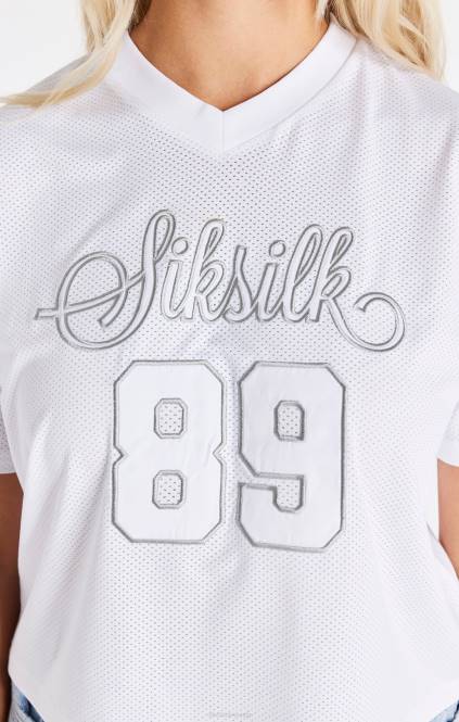 ženske SikSilk bela mrežasta majica oblačila P00V32