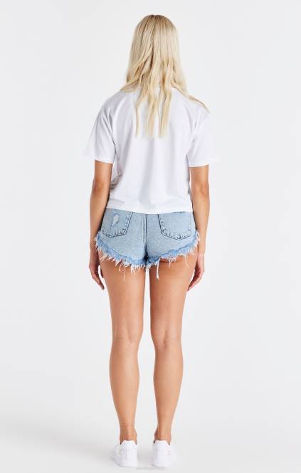 ženske SikSilk bela mrežasta majica oblačila P00V32