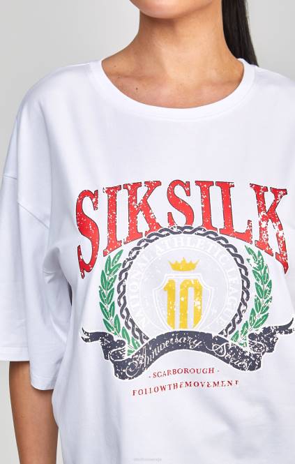 ženske SikSilk bela univerzitetna majica s kratkimi rokavi oblačila P00V53