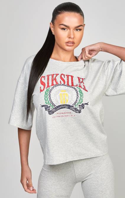 ženske SikSilk majica s kratkimi rokavi iz sivega laporja oblačila P00V57