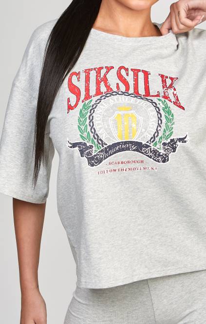 ženske SikSilk majica s kratkimi rokavi iz sivega laporja oblačila P00V57