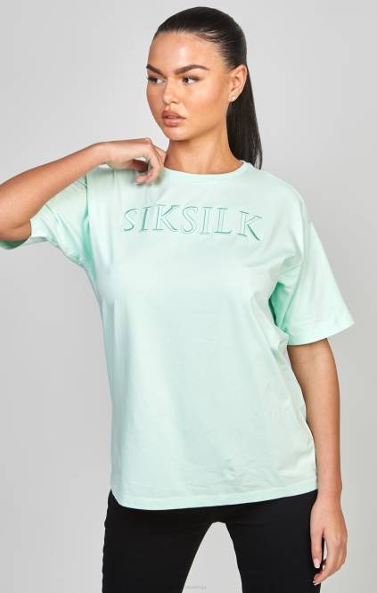ženske SikSilk mint vezena fantovska majica s kratkimi rokavi oblačila P00V64