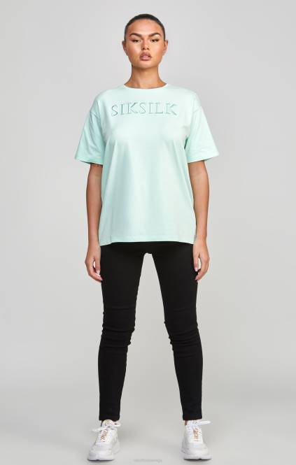 ženske SikSilk mint vezena fantovska majica s kratkimi rokavi oblačila P00V64