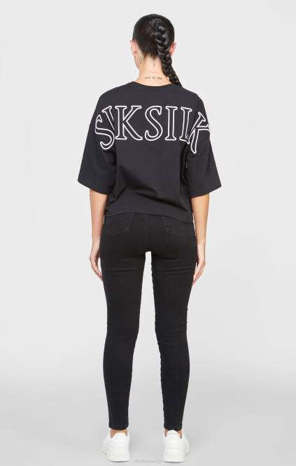 ženske SikSilk črna kratko majica s kratkimi rokavi oblačila P00V43