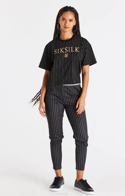 ženske SikSilk črna majica s kratkimi rokavi oblačila P00V66