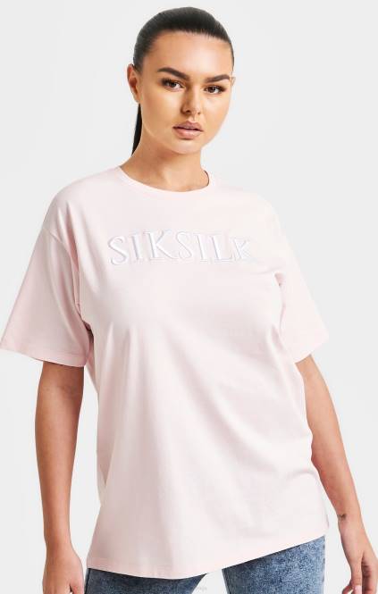 ženske SikSilk roza vezena fantovska majica s kratkimi rokavi oblačila P00V63