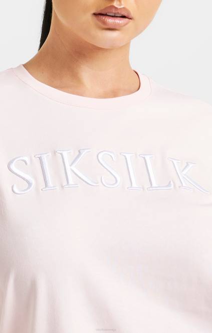 ženske SikSilk roza vezena fantovska majica s kratkimi rokavi oblačila P00V63