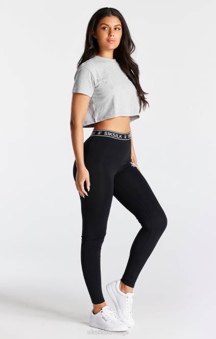 ženske SikSilk siva laporna majica s kratkimi rokavi oblačila P00V29