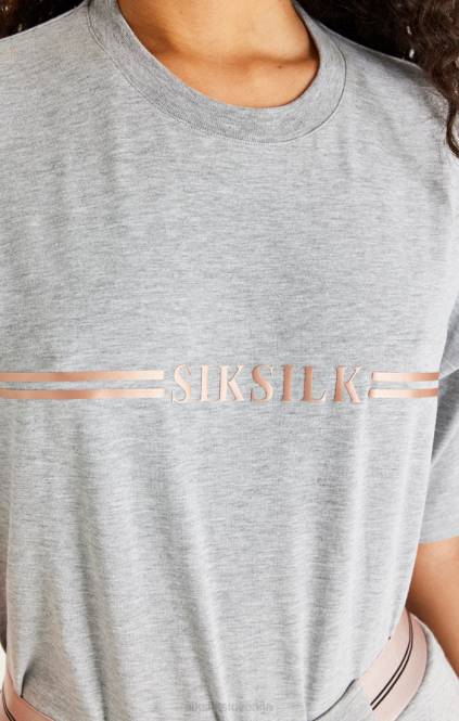ženske SikSilk siva majica s kratkimi rokavi marl box oblačila P00V72