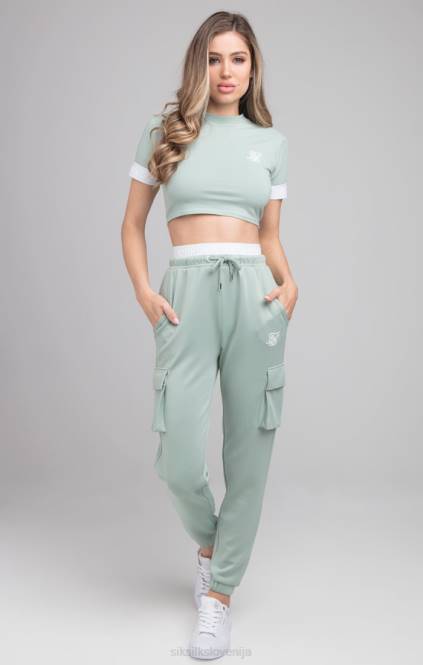 ženske SikSilk zelena majica s kratkimi rokavi oblačila P00V46