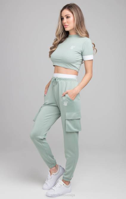 ženske SikSilk zelena majica s kratkimi rokavi oblačila P00V46