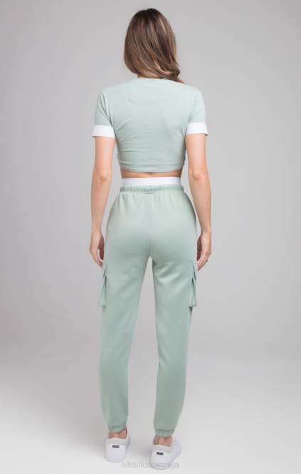 ženske SikSilk zelena majica s kratkimi rokavi oblačila P00V46