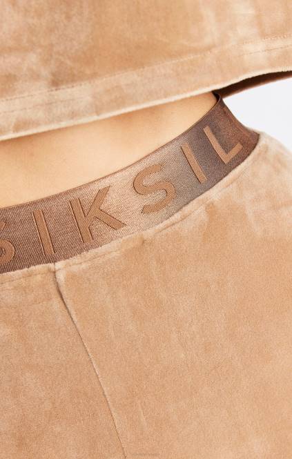 ženske SikSilk zlata majica s kratkimi rokavi iz velurja oblačila P00V42