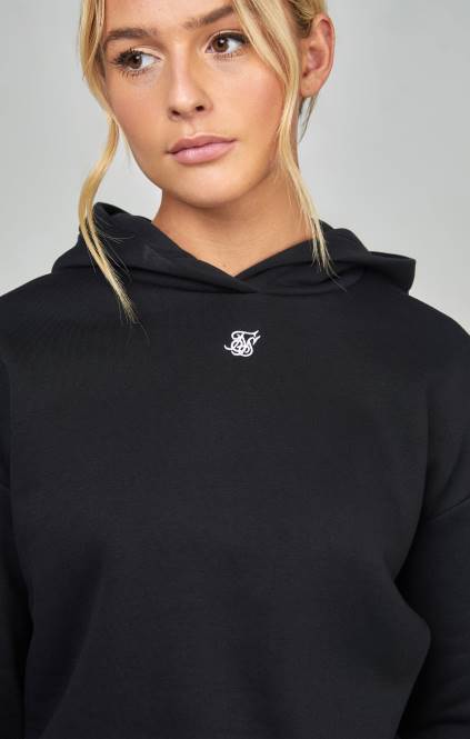 ženske SikSilk črn osnovni pulover s kapuco oblačila P00V99
