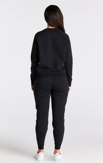 ženske SikSilk črn pulover Essential crew oblačila P00V98