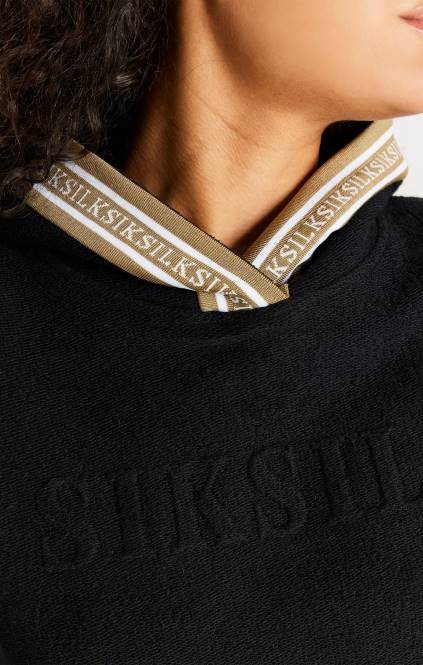 ženske SikSilk črn pulover s kapuco oblačila P00V113