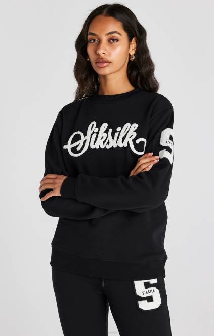 ženske SikSilk črn pulover z logotipom univerze oblačila P00V76
