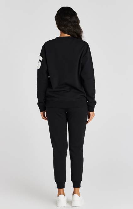 ženske SikSilk črn pulover z logotipom univerze oblačila P00V76