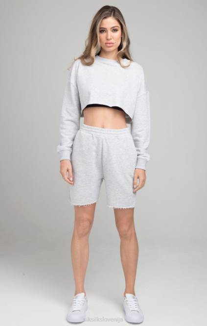 ženske SikSilk skrajšan pulover - siv lapor oblačila P00V122