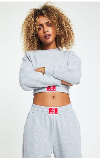 ženske SikSilk skrajšan pulover siv marl oblačila P00V90